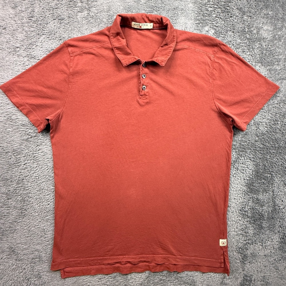 Agave Denim Brick Red Mens Polo Shirt Short Sleeve M USA Lightweight